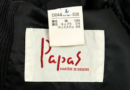 Papas Leather Buttonhole Corduroy Jacket Black Size L