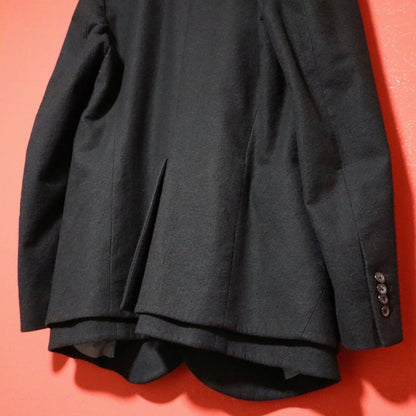 DOLCE&GABBANA Black Layered Double Wool Coat Size 48