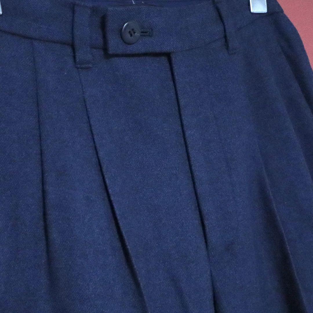 Issey Miyake 97AW Two-Tuck Wool Wide Slacks Blue Size 2