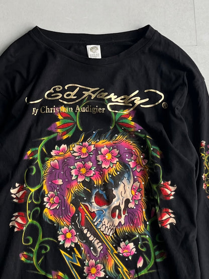 Ed Hardy Skull Black Long Sleeve Tee Size M