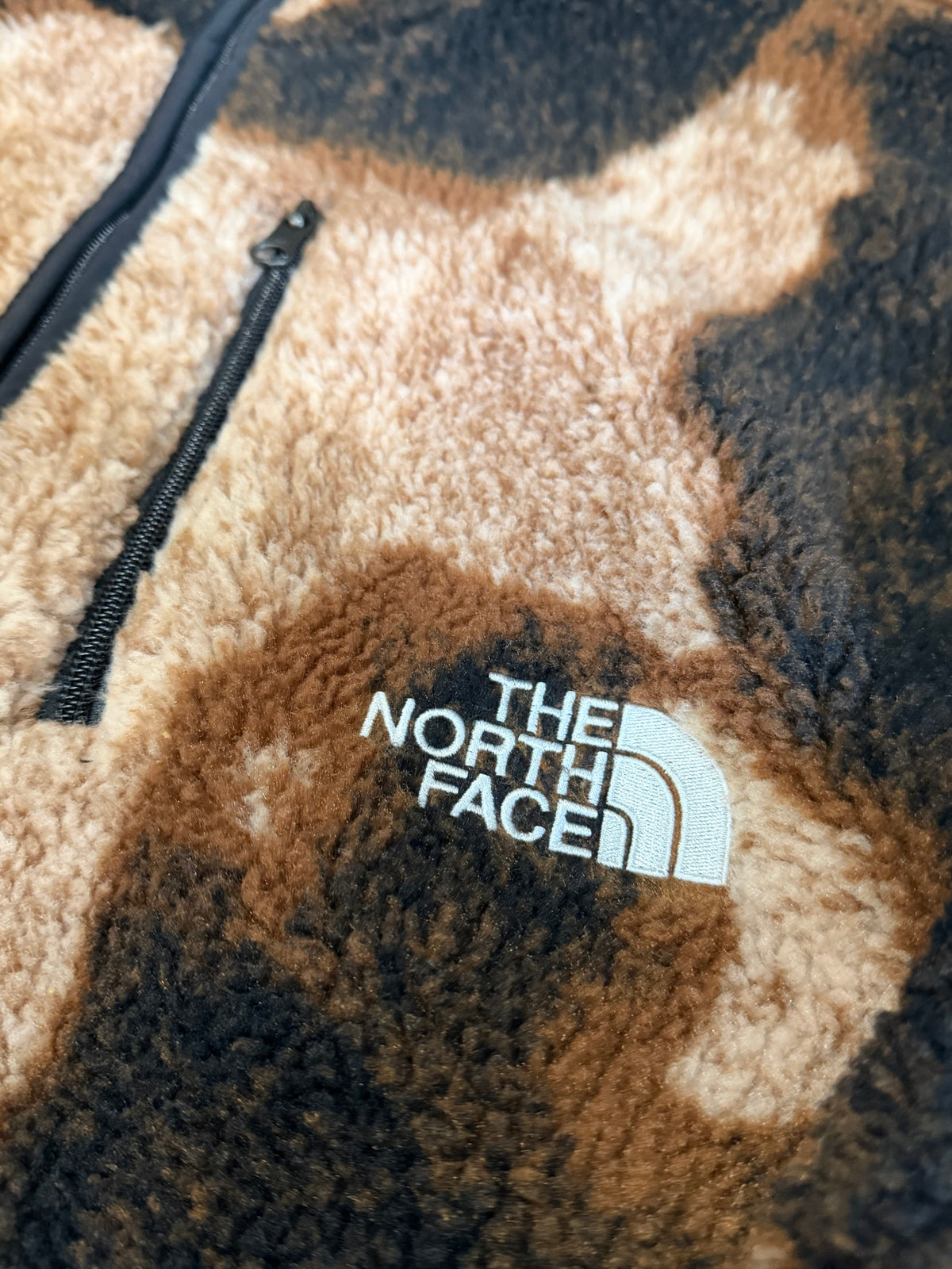 Supreme TNF Bleached Denim Fleece Jacket Black Size L