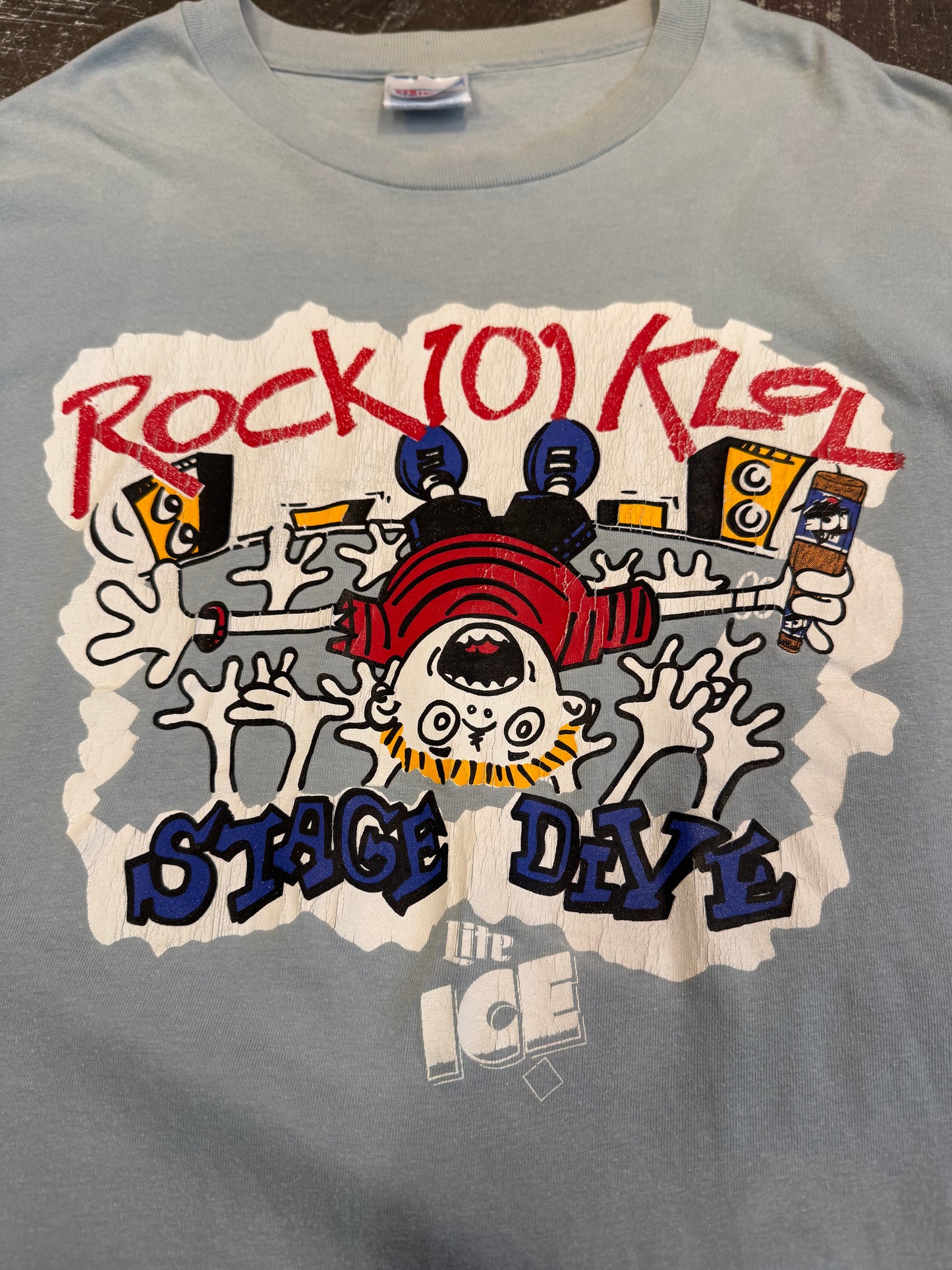 Vintage Rock (O) Klol Blue Cotton T-Shirt Size XL