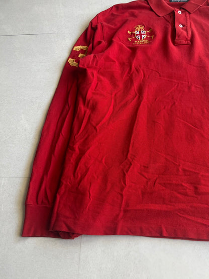 Polo Ralph Lauren Red Number Polo Shirt Size L
