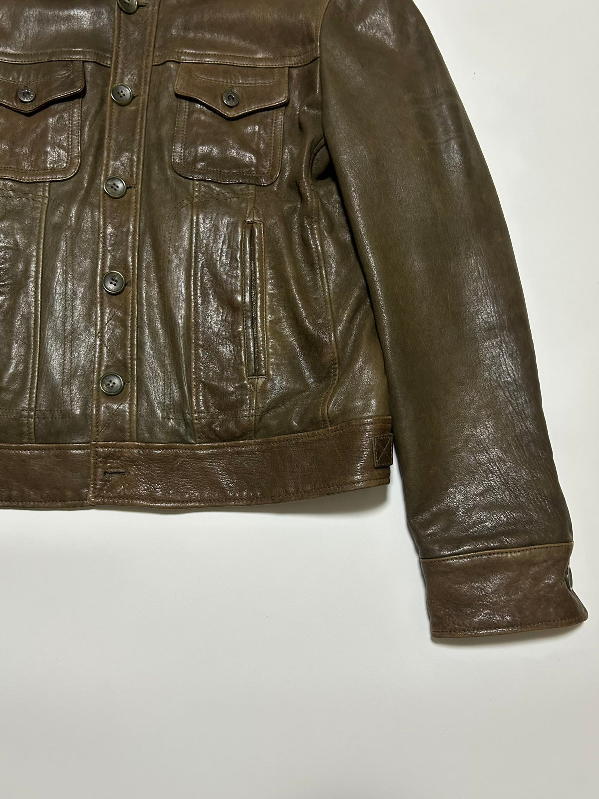 Dolce & Gabbana D&G 2000s Leather Trucker Jacket Dark