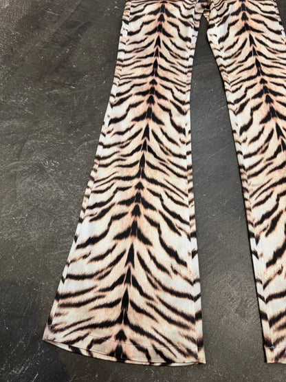 Room SERVICE Light Gold Tiger Print Pants Size S