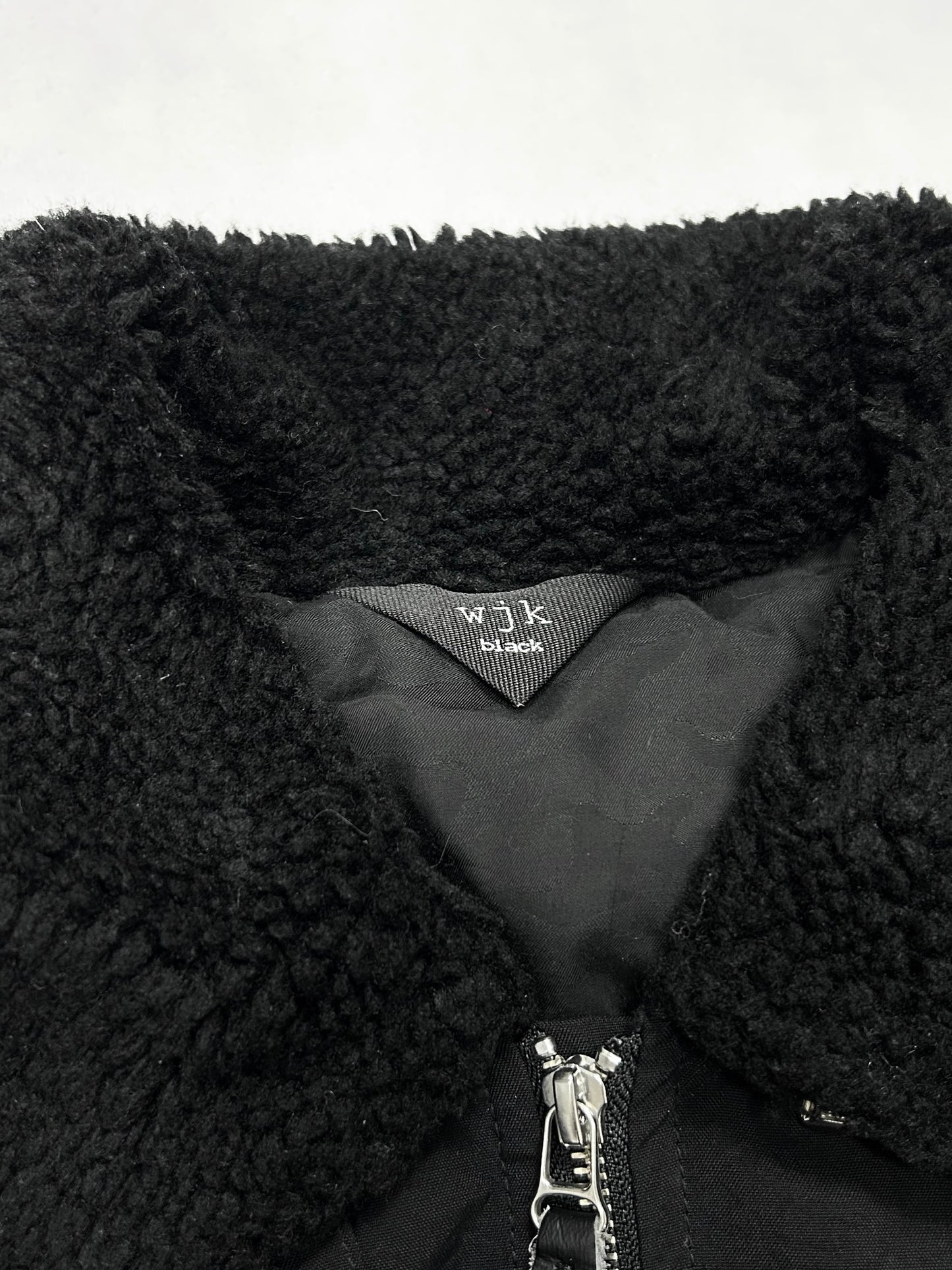 wjk black chin strap partial boa jacket F/W2017 Size 2