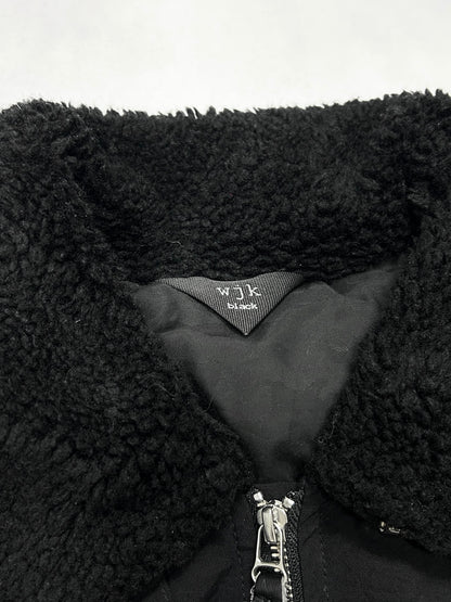 wjk black chin strap partial boa jacket F/W2017 Size 2