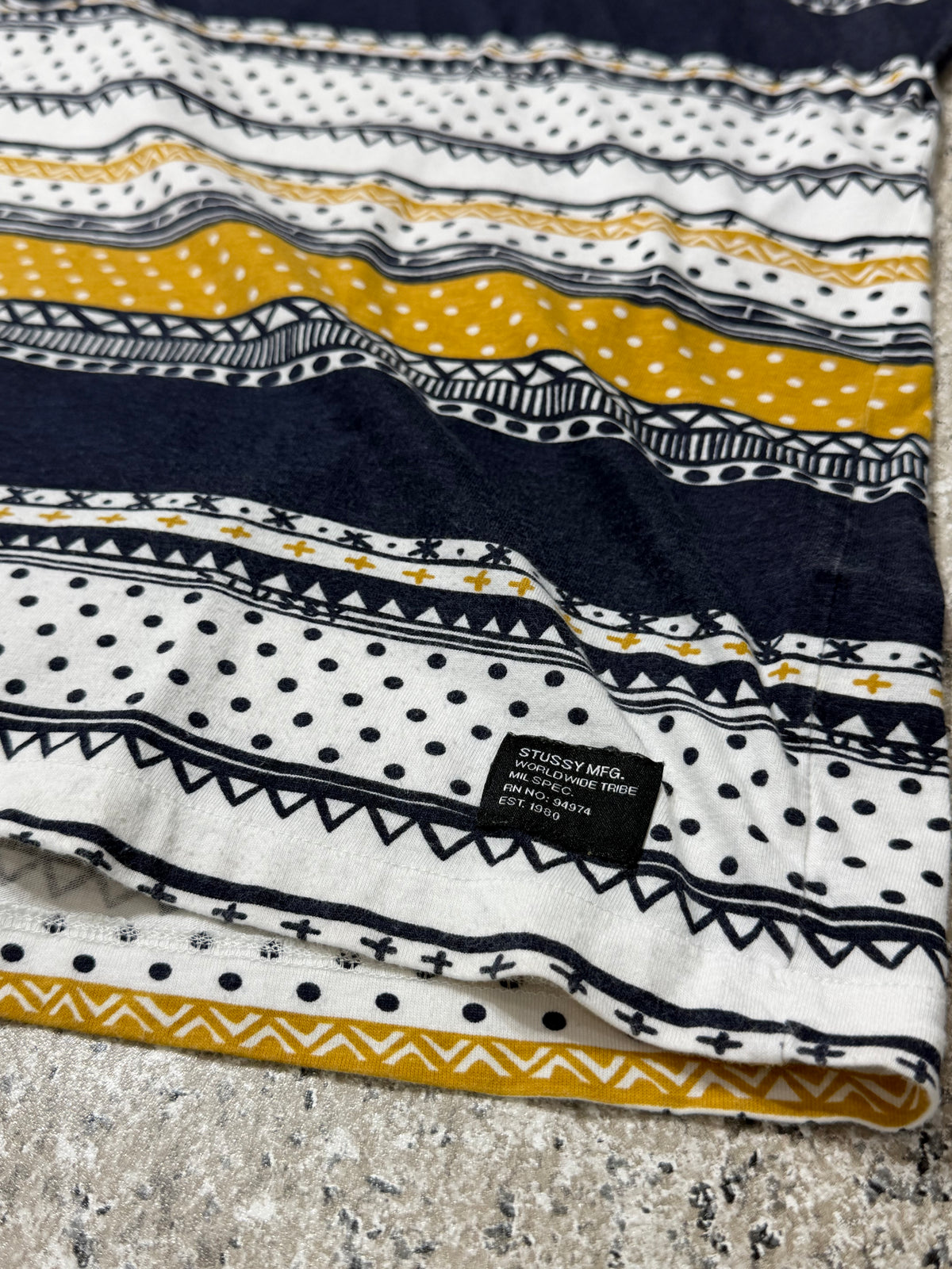 STUSSY TOMTOM Multi-Stripe T-Shirt Size L