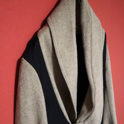Yohji Yamamoto 05AW Beige Silk Panel Shawl Collar Size 3