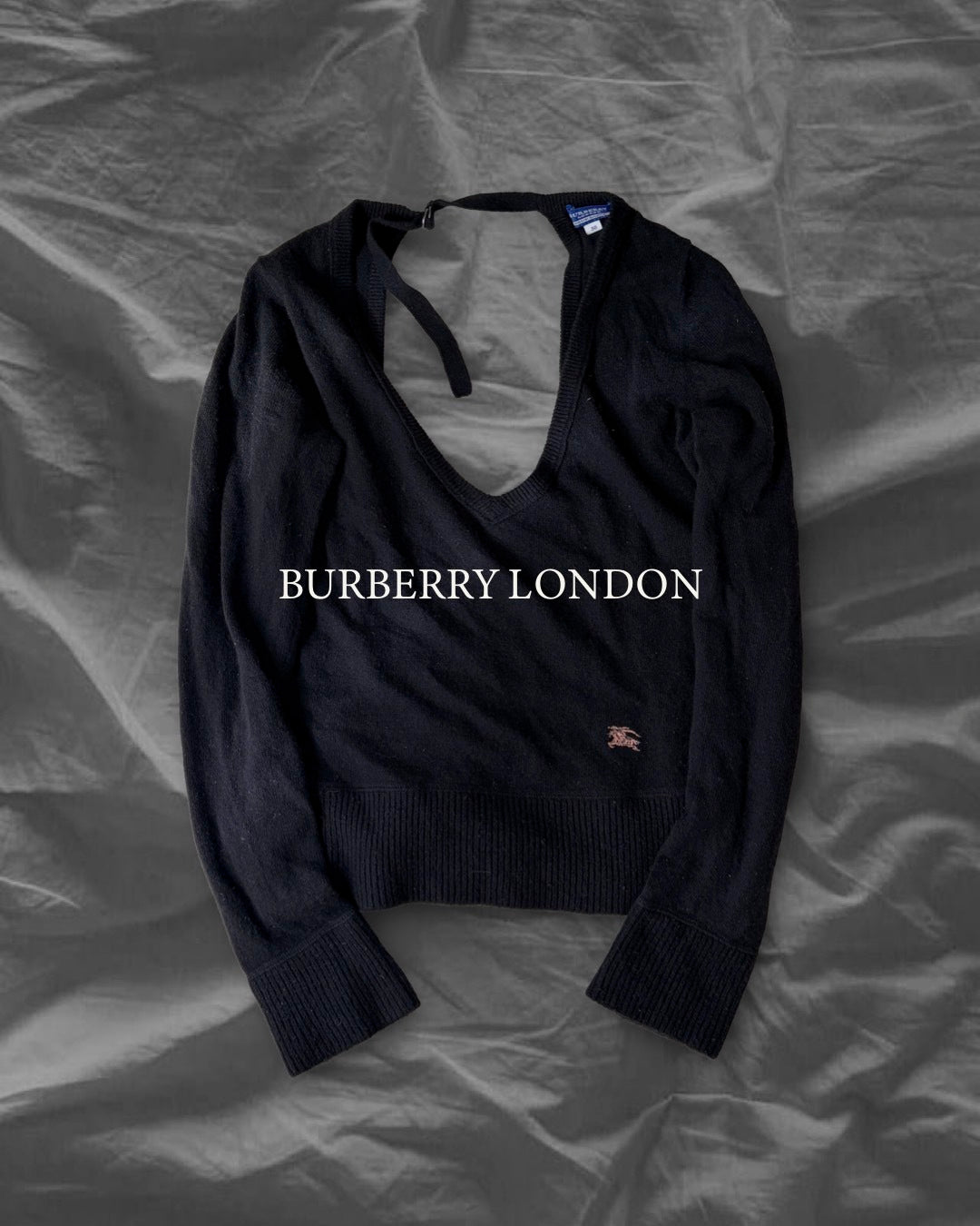BURBERRY BLUE LABEL 00s Wool Cashmere Backless Knit Black