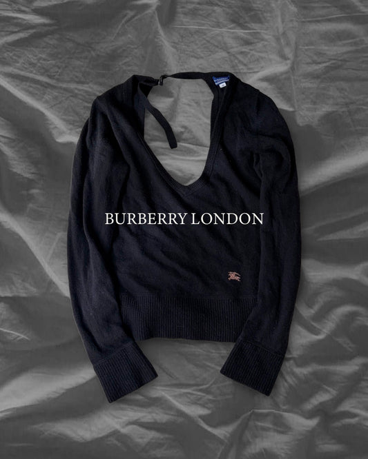 BURBERRY BLUE LABEL 00s Wool Cashmere Backless Knit Black