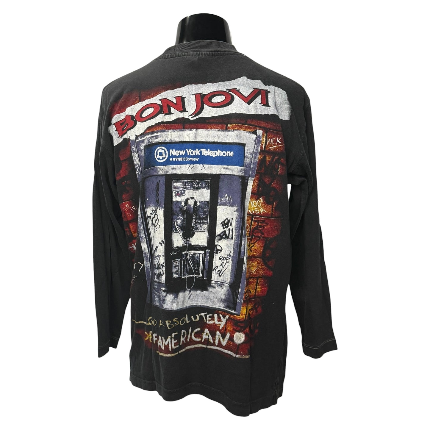 BON JOVI Vintage NY Graffiti Long Sleeve T-Shirt Size L