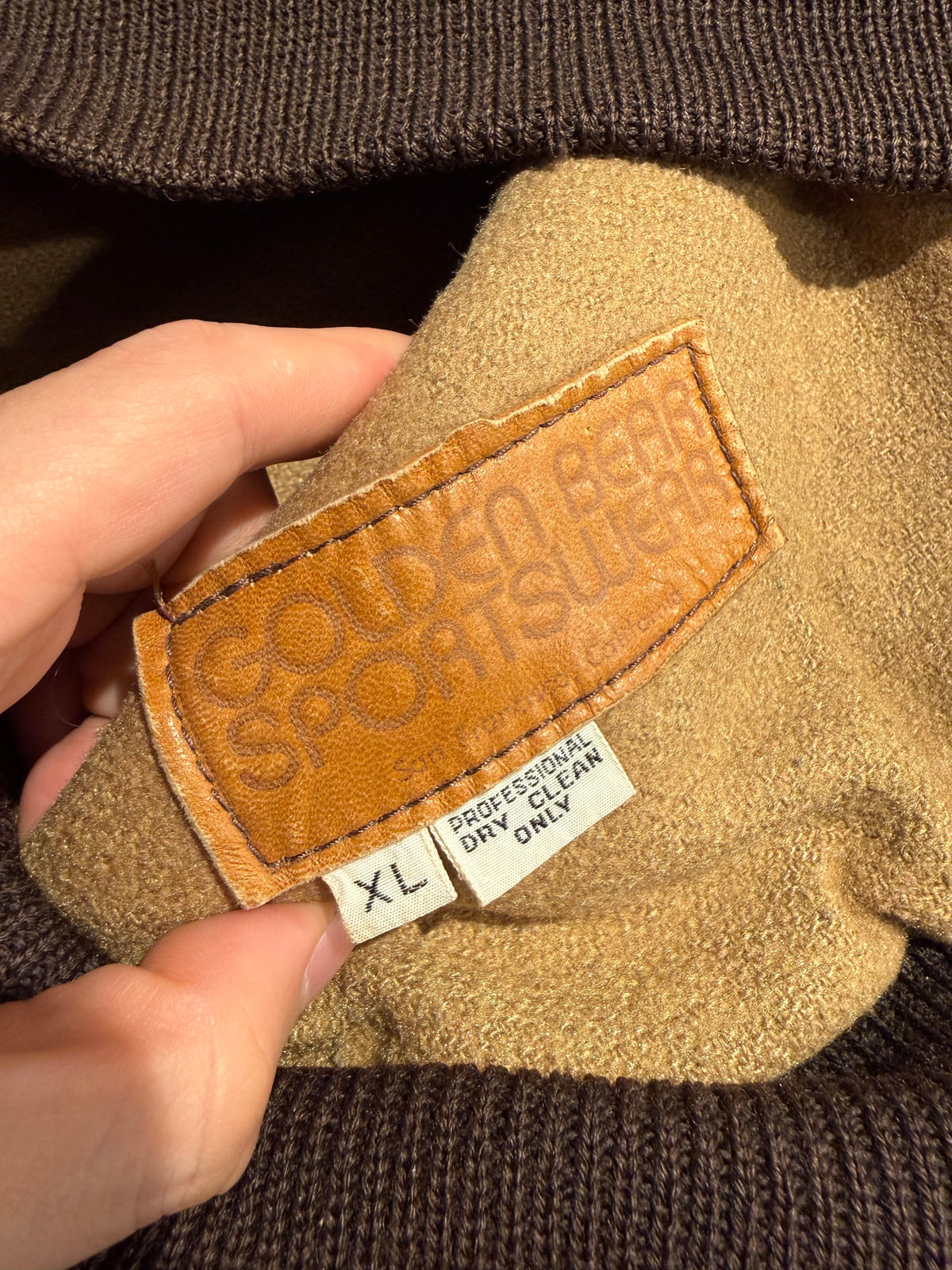 Golden Bear 80s 90s Vintage Leather Vest Brown Size XL