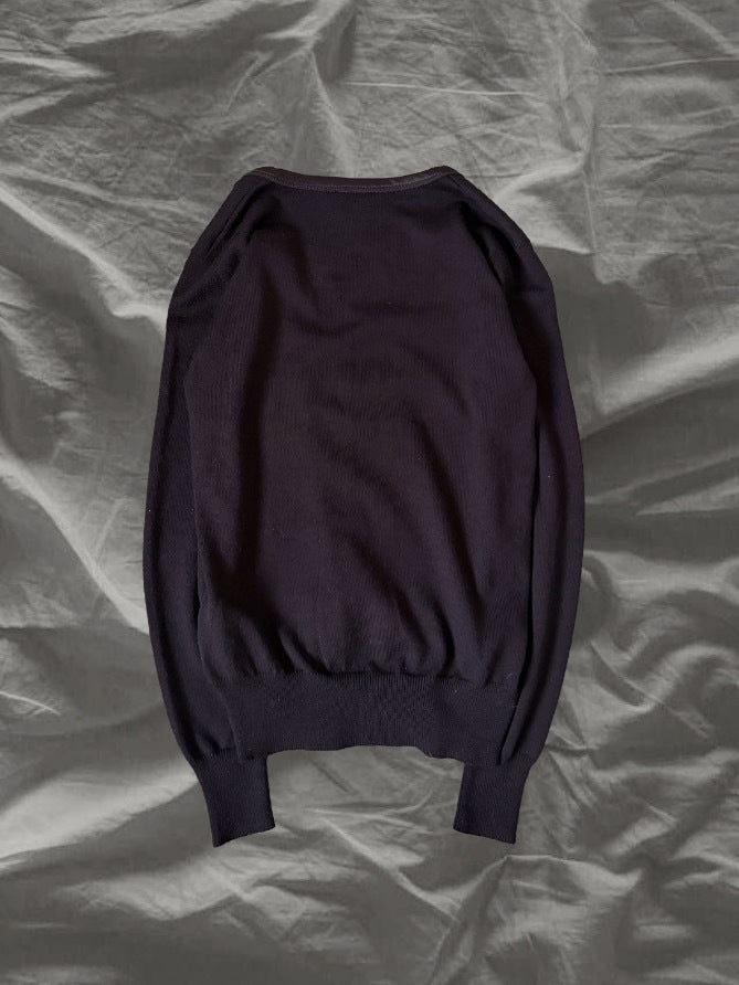 DOLCE & GABBANA Virgin Wool Gold Cardigan Black