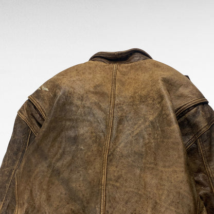 ROUNDTREE 90s Leather Jacket Brown Size M