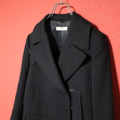 Prada 06AW Asymmetrical Raccoon Fur Pocket Wool Coat Size 40