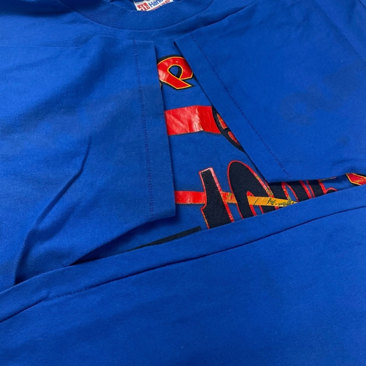 Hanes 90s Short Sleeve T-Shirt Blue Size XL