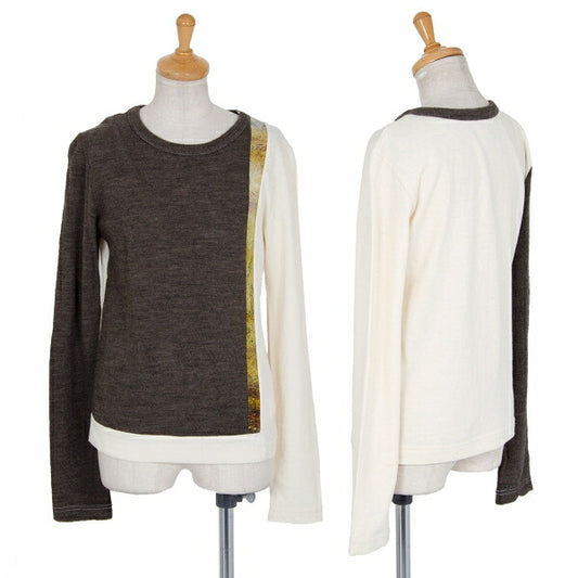 Y's Panel Knit Sweater Brown Size 2