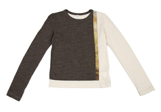 Y's Panel Knit Sweater Brown Size 2