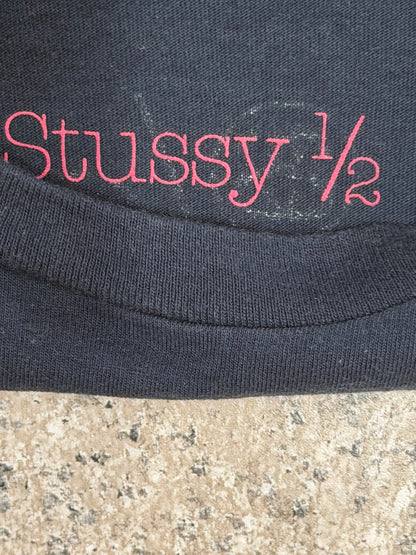 FINESSE STUSSY "S 1/2" Graphic T-Shirt Navy Size L
