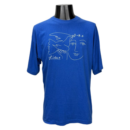PICASSO 80s 90s Blue Figure & Dove Art T-Shirt Size L
