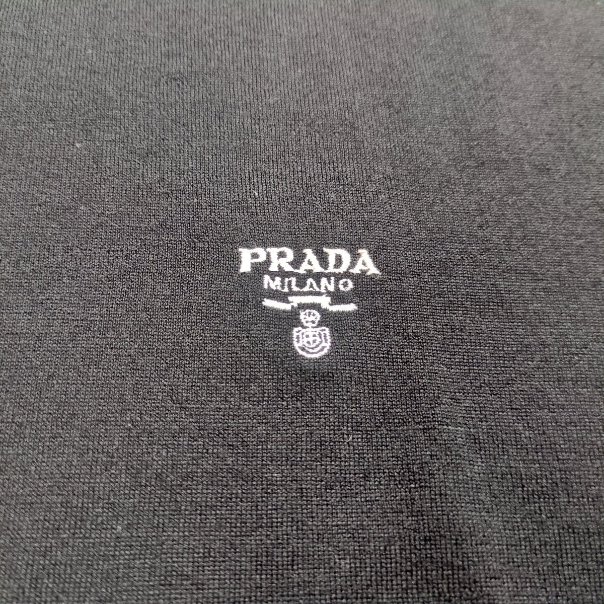 PRADA Logo Embroidered Wool Hoodie Size 54