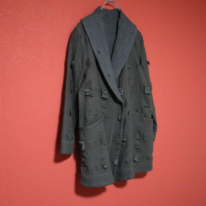 HaaT 13SS Distressed Shawl Collar Wool Long Coat Size 2