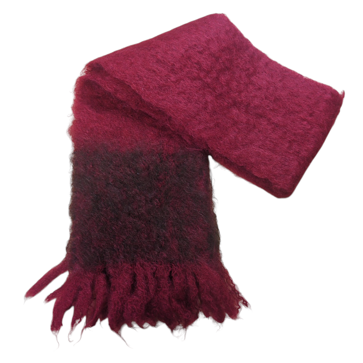LOEWE Bordeaux Anagram Mohair Fringe Muffler