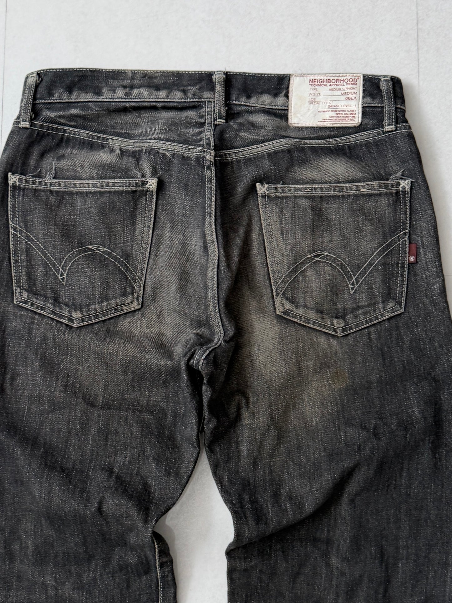 Neighborhood Damaged Black Jeans Size M