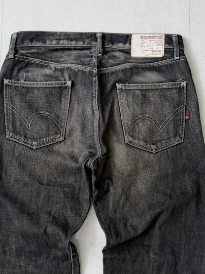 Neighborhood Damaged Black Jeans Size M