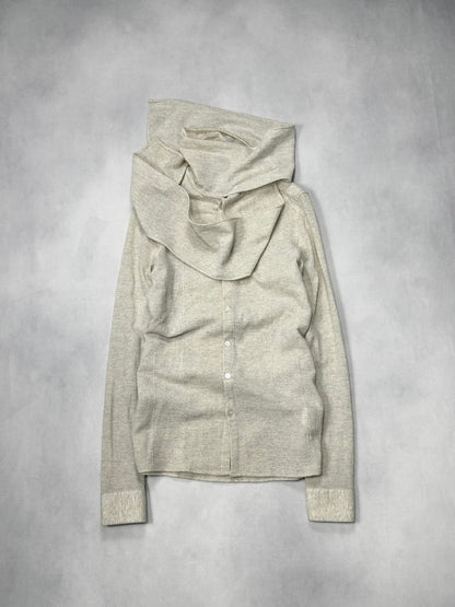 Raf Simons Scarf Collar Wool Shirt (F/W 08) Beige Size 44