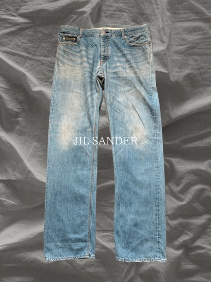 JILSANDER Distressed Denim Pants Indigo Size XL