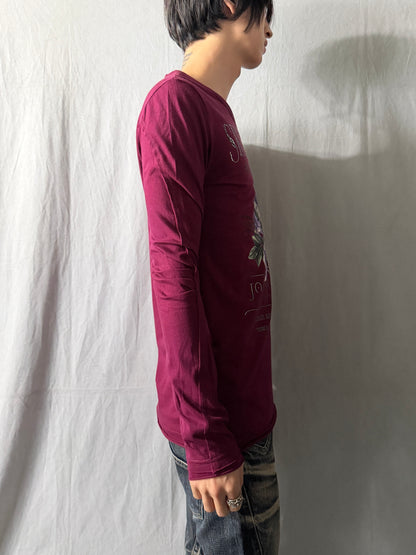 JHONNY WOLF Skull & Roses Graphic Long Sleeve Shirt Size 2