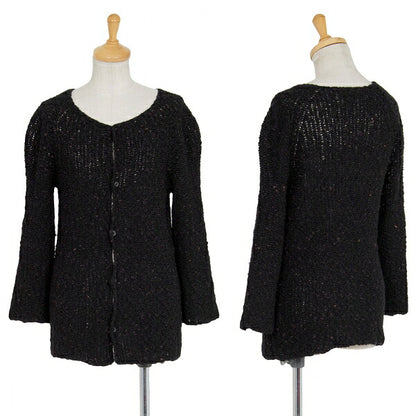 Y's Wool Blend Nep Knit Cardigan Black Size 3