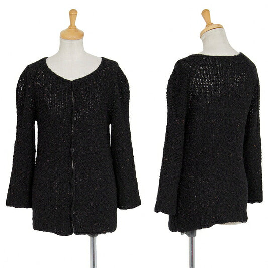 Y's Wool Blend Nep Knit Cardigan Black Size 3