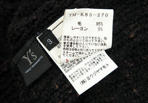 Y's Wool Blend Nep Knit Cardigan Black Size 3