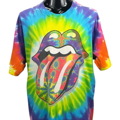 THE ROLLING STONES 90s Liquid Blue Tie-Dye Lips & Size XL