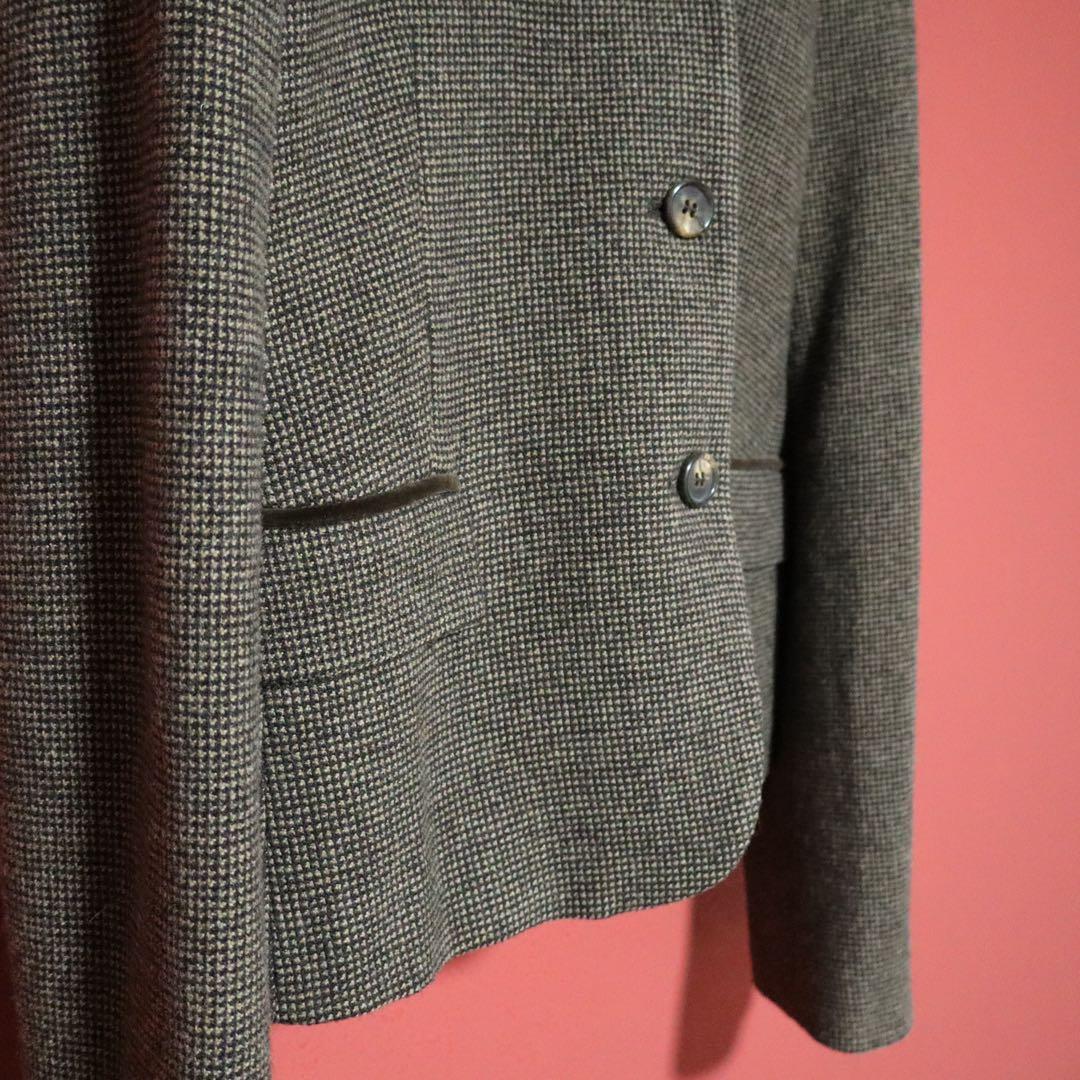 ETRO 90s Italian Houndstooth Velour Trim Jacket Size 44