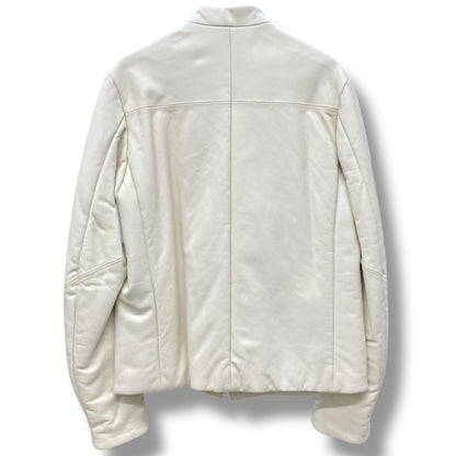 THE VIRIDI-ANNE 20AW Lamb Leather Biker Jacket White Size 3