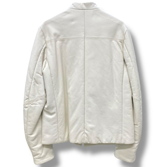 THE VIRIDI-ANNE 20AW Lamb Leather Biker Jacket White Size 3