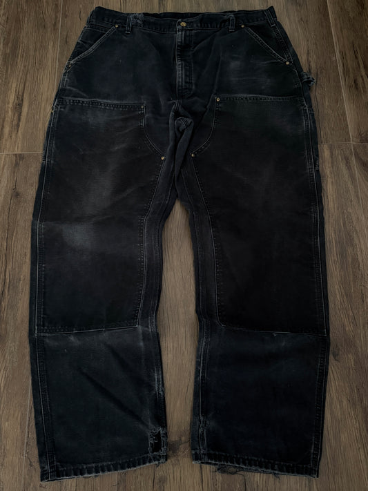 Vintage Carhartt Faded Black Double Knee Work Pants