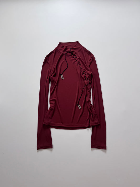 Jean Paul Gaultier 90s Red Long Sleeve Shirt Size S