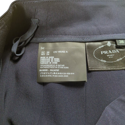 PRADA Silk Pleats Skirt Navy Size 38