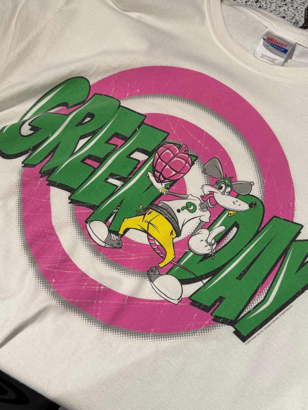 Green Day Vintage 00's band tee with cartoon graphic White Size L