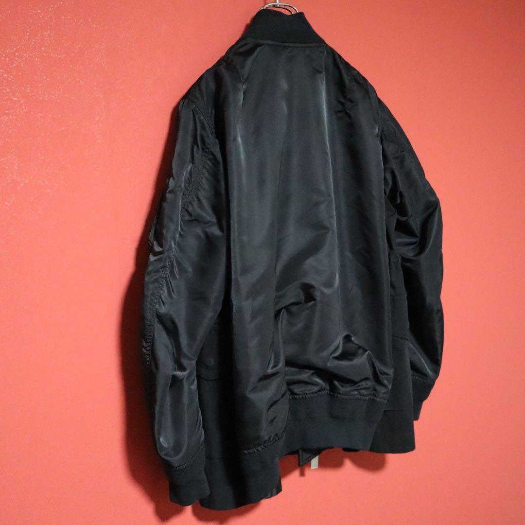 sacai 21AW Nylon Twill Drawstring MA-1 Jacket Black Size 1