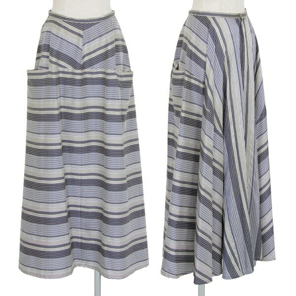 Y's Poly Silk Border Skirt Light Blue White Size 2