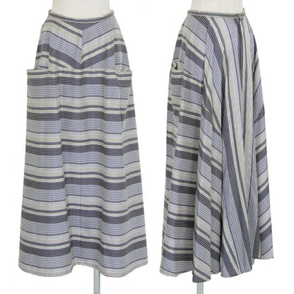 Y's Poly Silk Border Skirt Light Blue White Size 2