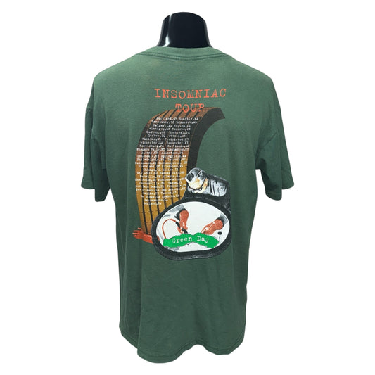 GREEN DAY 95' Green "Insomniac Tour" Vintage T-Shirt Size L