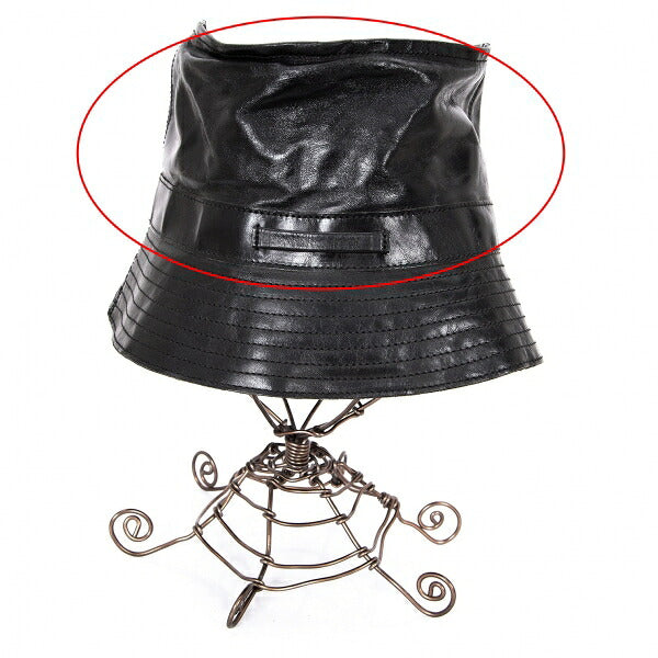 Jean Paul GAULTIER HOMME Cow Leather Bucket Hat Black Size F