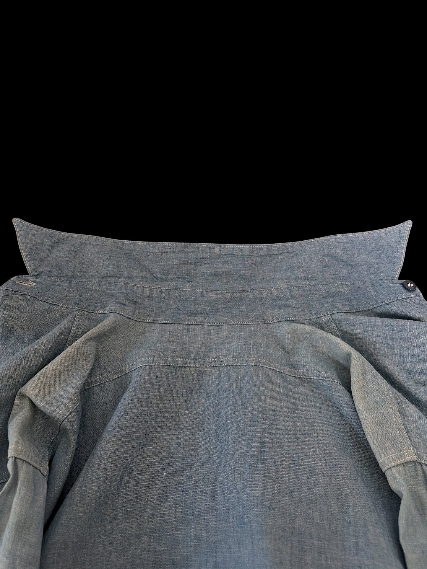 US NAVY 40s Vintage Parallel Stitch Chambray Shirt Size L